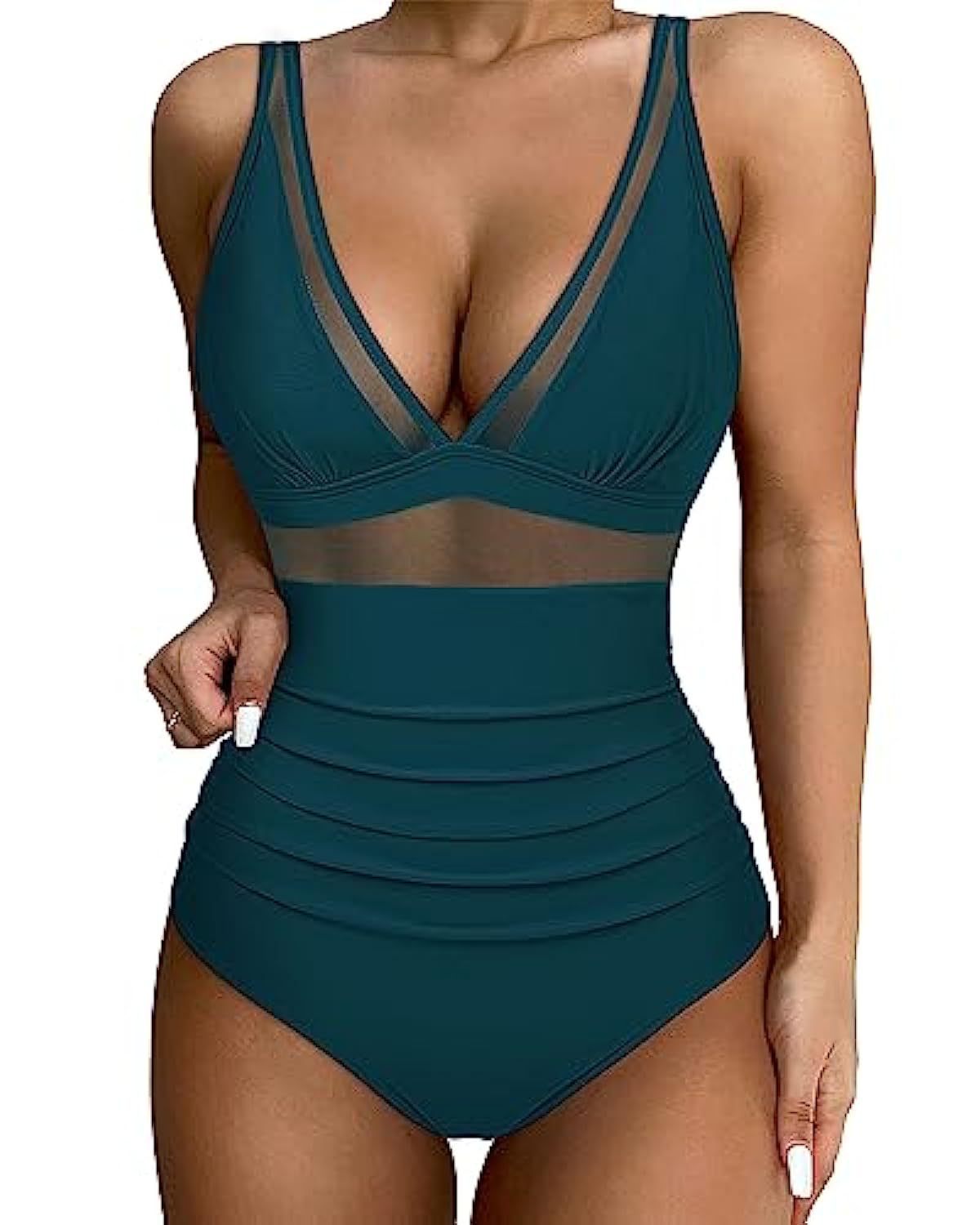 Stretch Fit Plunging Neckline Swimsuit 