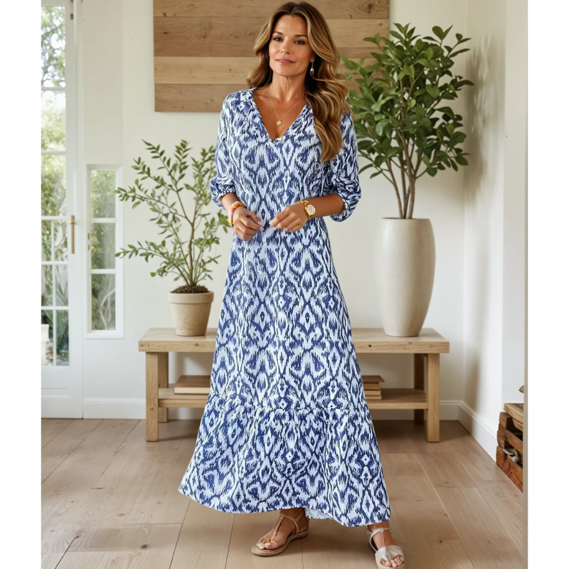 Boho Tassel Relaxed V-Neck Maxi Dress 