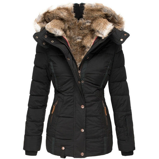 Insulated Faux Fur Hood Parka Jacket